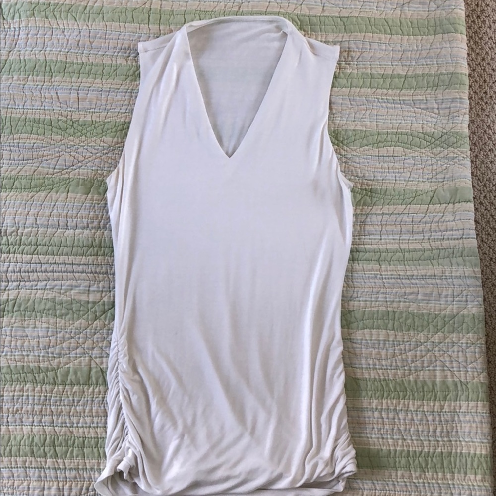 White sleeveless top